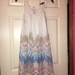 Colorful Tribal print and white dress size S